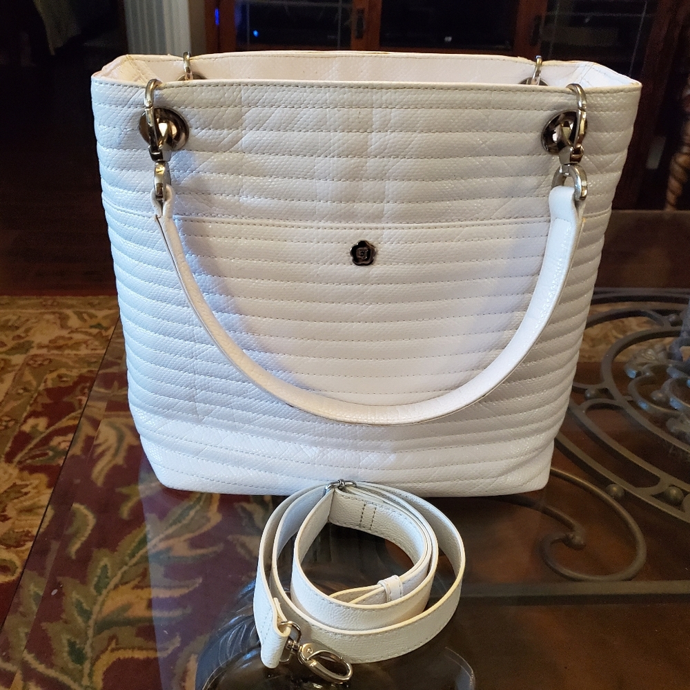 Authentic Snow White Leather Eric Javits Purse